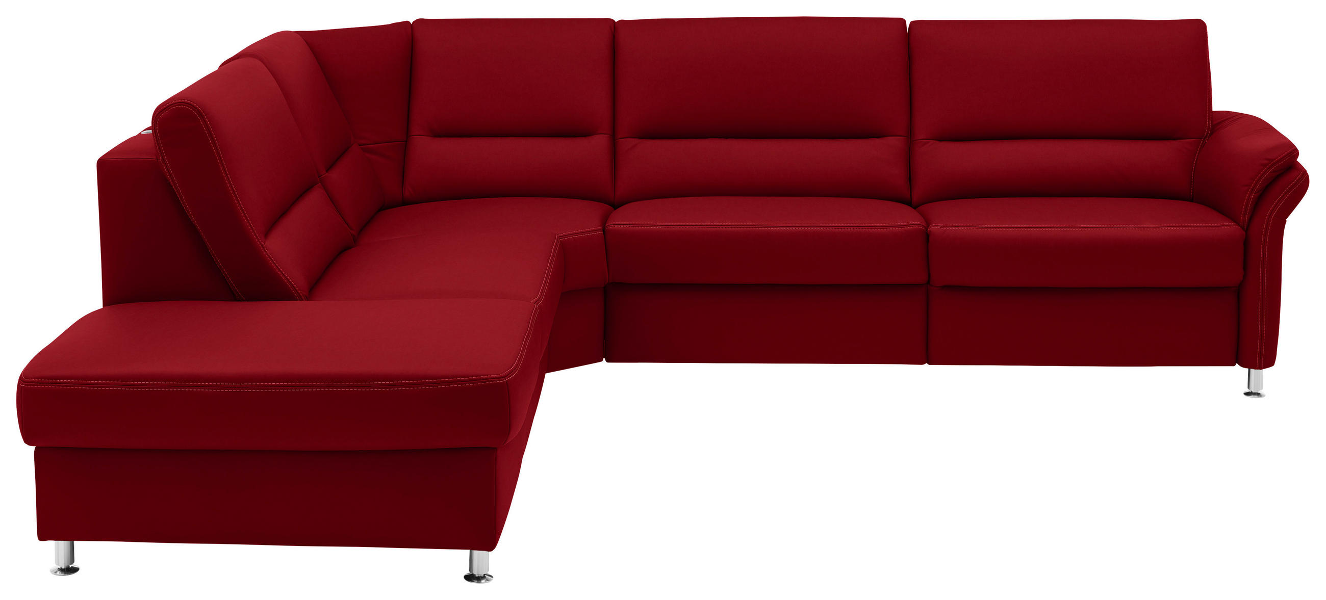 ECKSOFA in Echtleder Rot  - Beige/Rot, Design, Leder/Metall (249/288cm) - Beldomo Premium