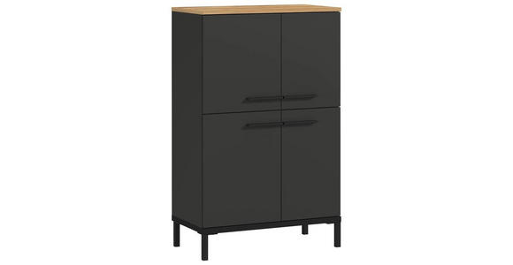 HIGHBOARD melaminharzbeschichtet  - Eichefarben/Graphitfarben, MODERN, Holzwerkstoff/Metall (60/97/34cm) - Xora