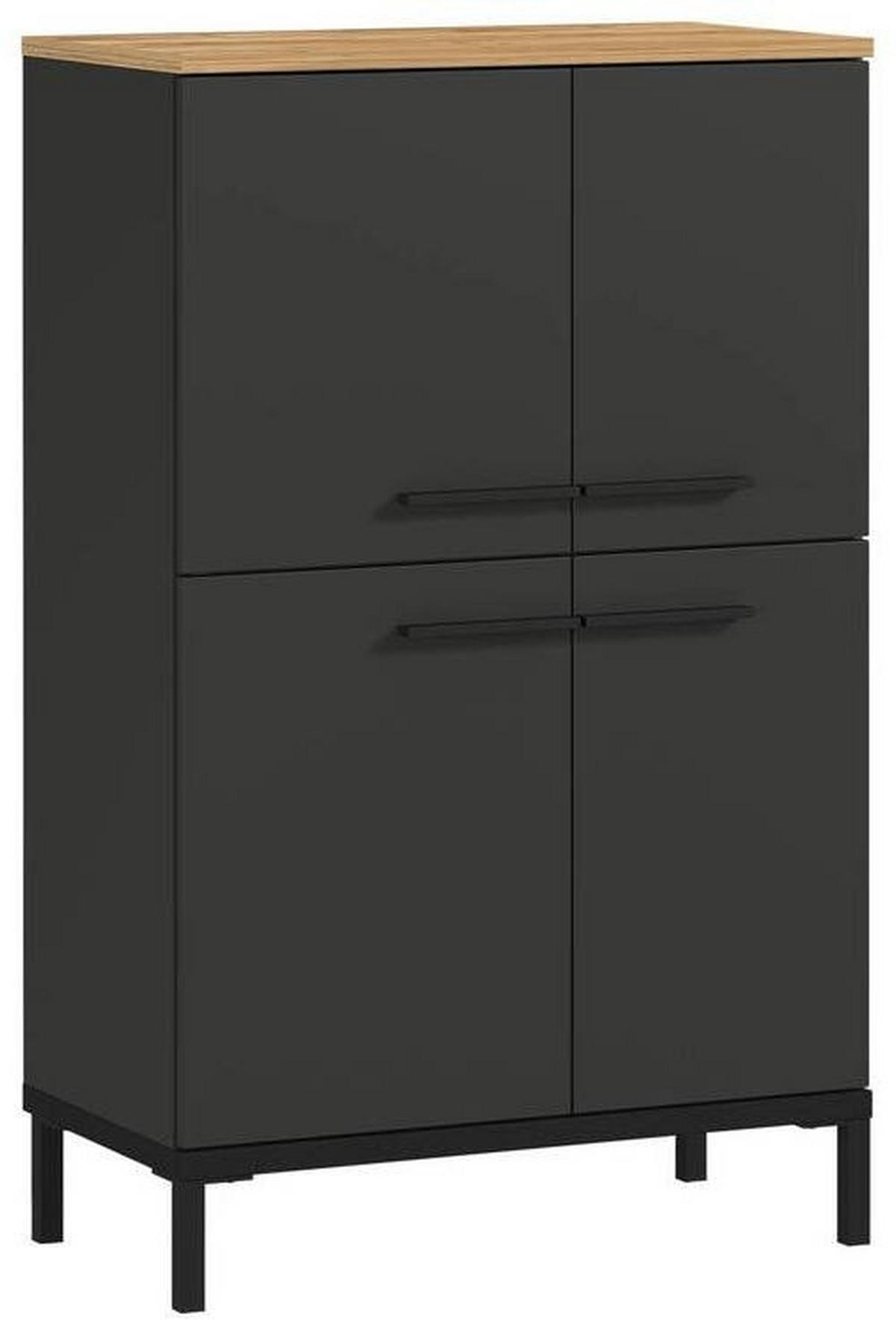 VYSOKÁ KOMODA, barvy grafitu, barvy dubu, 60/97/34 cm - černá/barvy dubu, Moderní, kov/kompozitní dřevo (60/97/34cm) - Xora