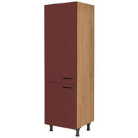 GERÄTEUMBAUSCHRANK 60/216,6/58 cm  in Rot, Eichefarben  - Eichefarben/Rot, MODERN, Holzwerkstoff/Metall (60/216,6/58cm) - Nobilia