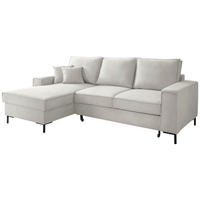 ECKSOFA Mikrofaser Beige  - Beige/Schwarz, Modern, Textil/Metall (150/240cm) - Livetastic