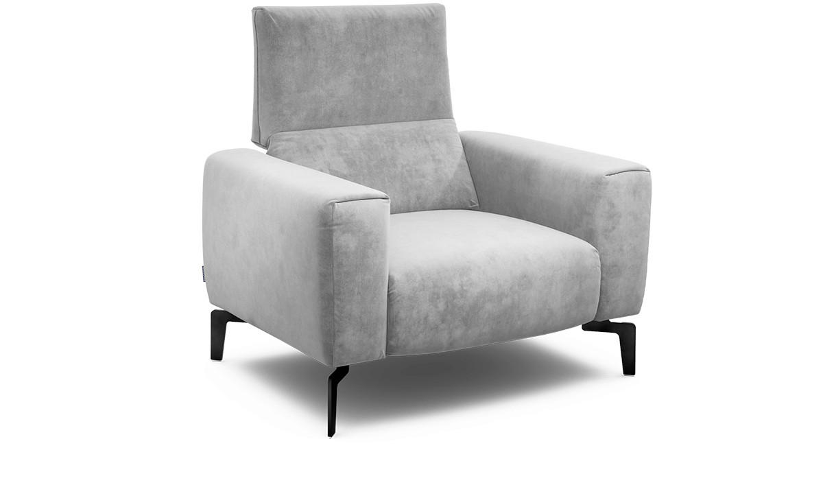 SESSEL Samt Hellgrau    - Hellgrau/Schwarz, Design, Textil/Metall (110/85/86-94cm) - SENSOO