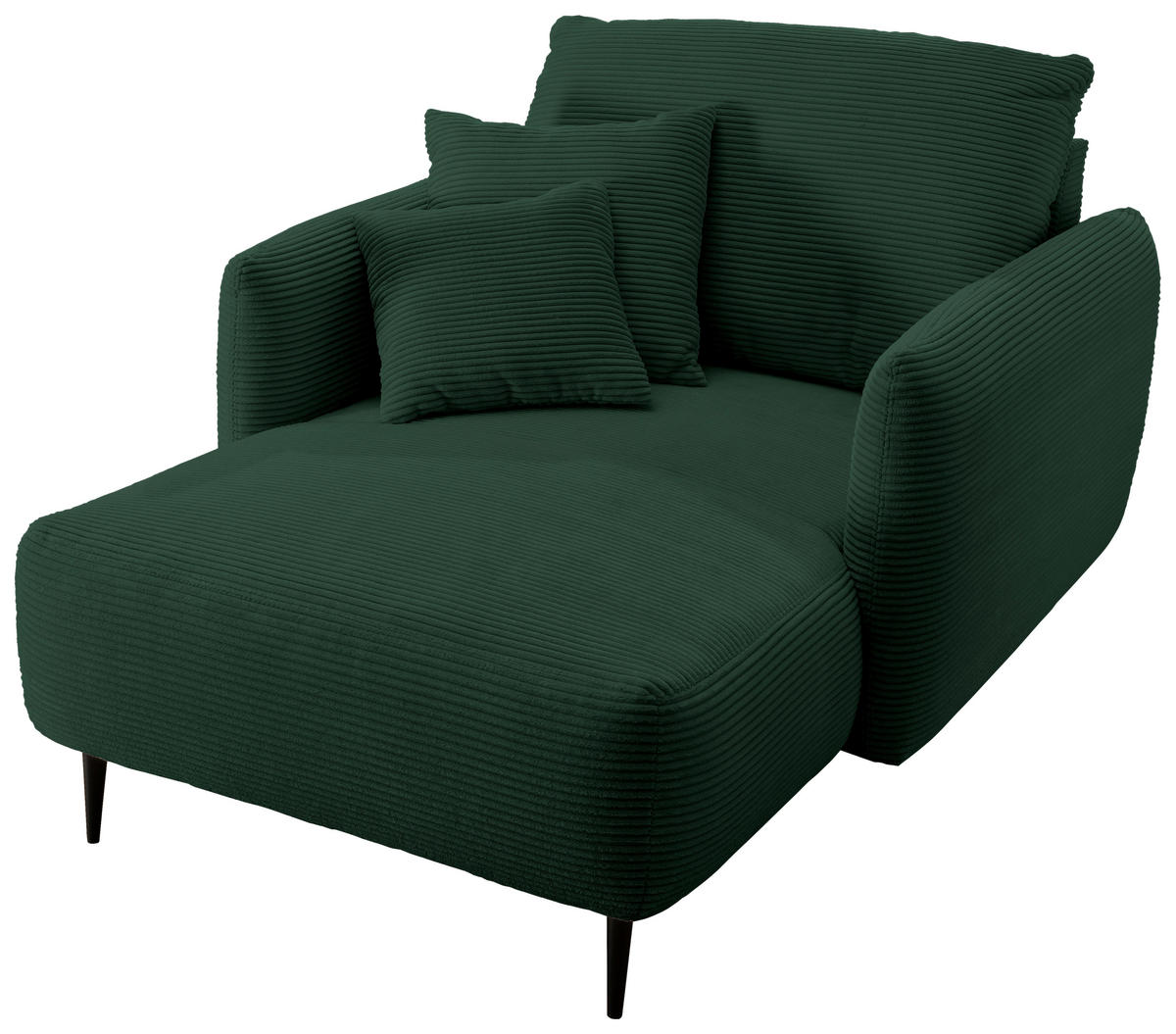 XXL-SESSEL Cord Dunkelgrün    - Dunkelgrün/Schwarz, Design, Textil/Metall (112/95/158cm) - Livetastic