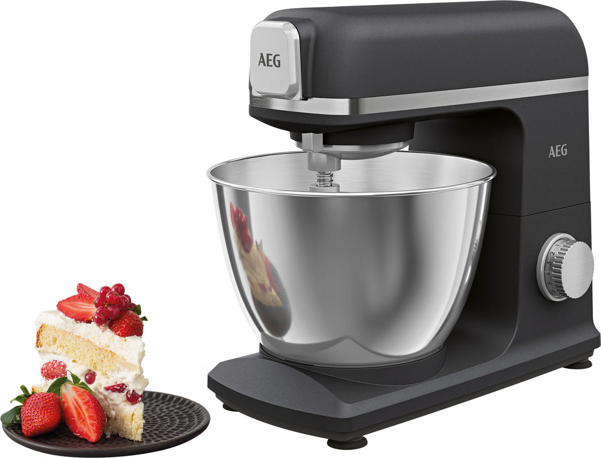 KÜCHENMASCHINE Deli 5 KM5-1-4BPT  - Edelstahlfarben/Schwarz, Basics, Kunststoff/Metall (24,5/33,0/38,0cm) - AEG