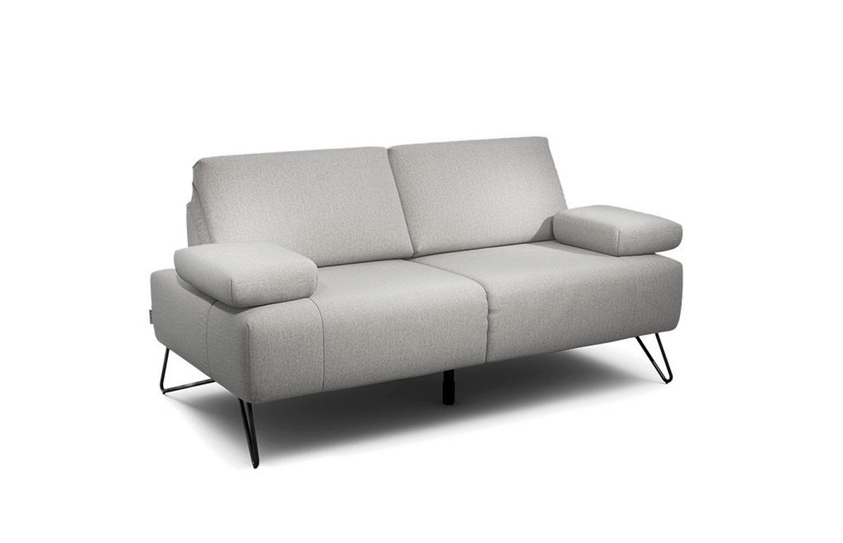 2-SITZER-SOFA Chenille Hellgrau  - Hellgrau/Schwarz, Design, Textil/Metall (164-194/85/86-94cm) - SENSOO