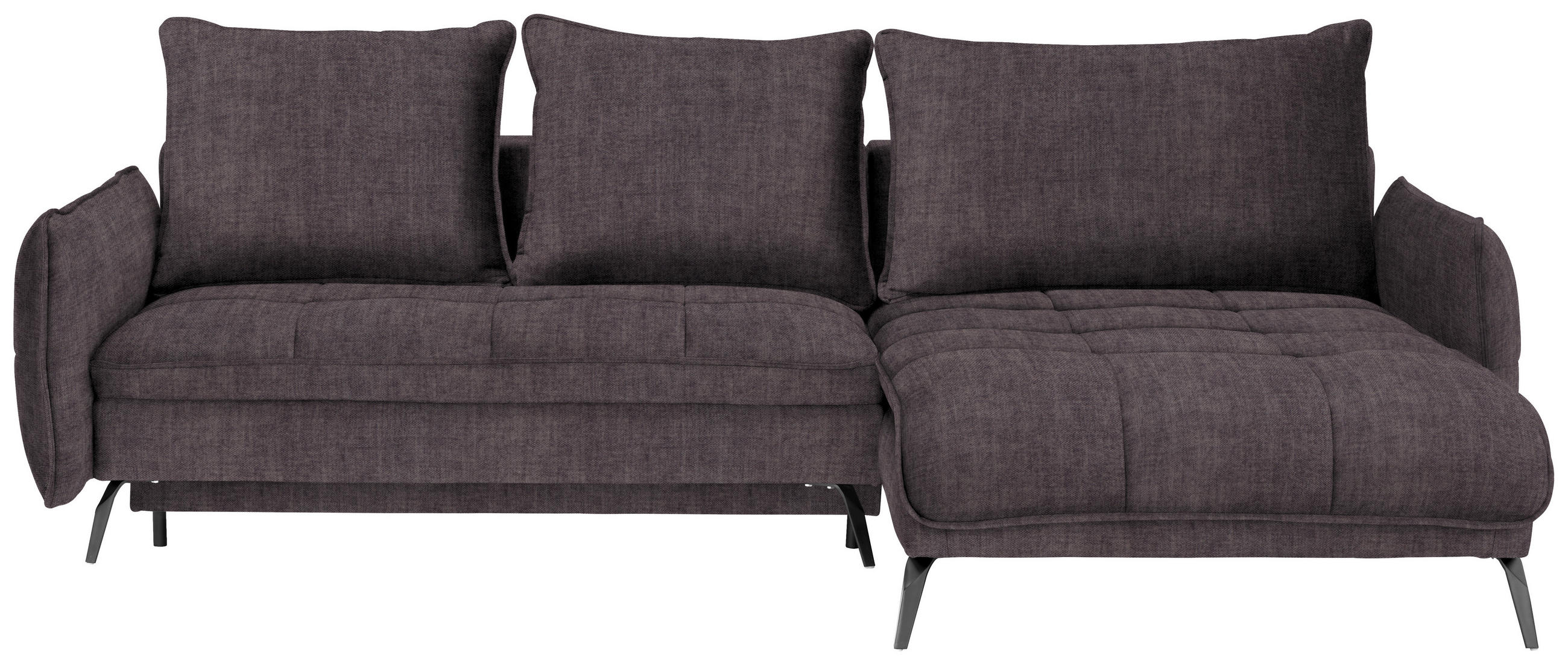 ECKSOFA Graphitfarben Flachgewebe  - Schwarz/Graphitfarben, Design, Textil/Metall (273/180cm) - Hom`in