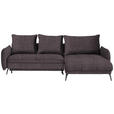 ECKSOFA Graphitfarben Flachgewebe  - Schwarz/Graphitfarben, Design, Textil/Metall (273/180cm) - Hom`in