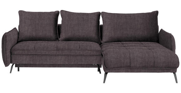 ECKSOFA Graphitfarben Flachgewebe  - Schwarz/Graphitfarben, Design, Textil/Metall (273/180cm) - Hom`in