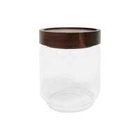 ÉTELTÁROLÓ DOBOZ  0.45 l  - barna/átlátszó, Design, Üveg/fa (9/10cm) - Homeware Profession.