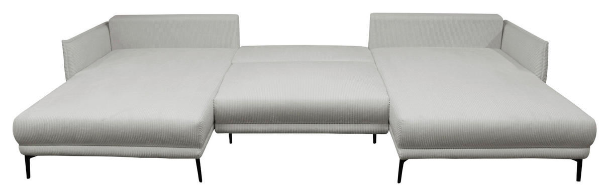 WOHNLANDSCHAFT NUOVO U Hellgrau Cord  - Hellgrau/Schwarz, Design, Textil/Metall (194/360/194cm) - MID.YOU