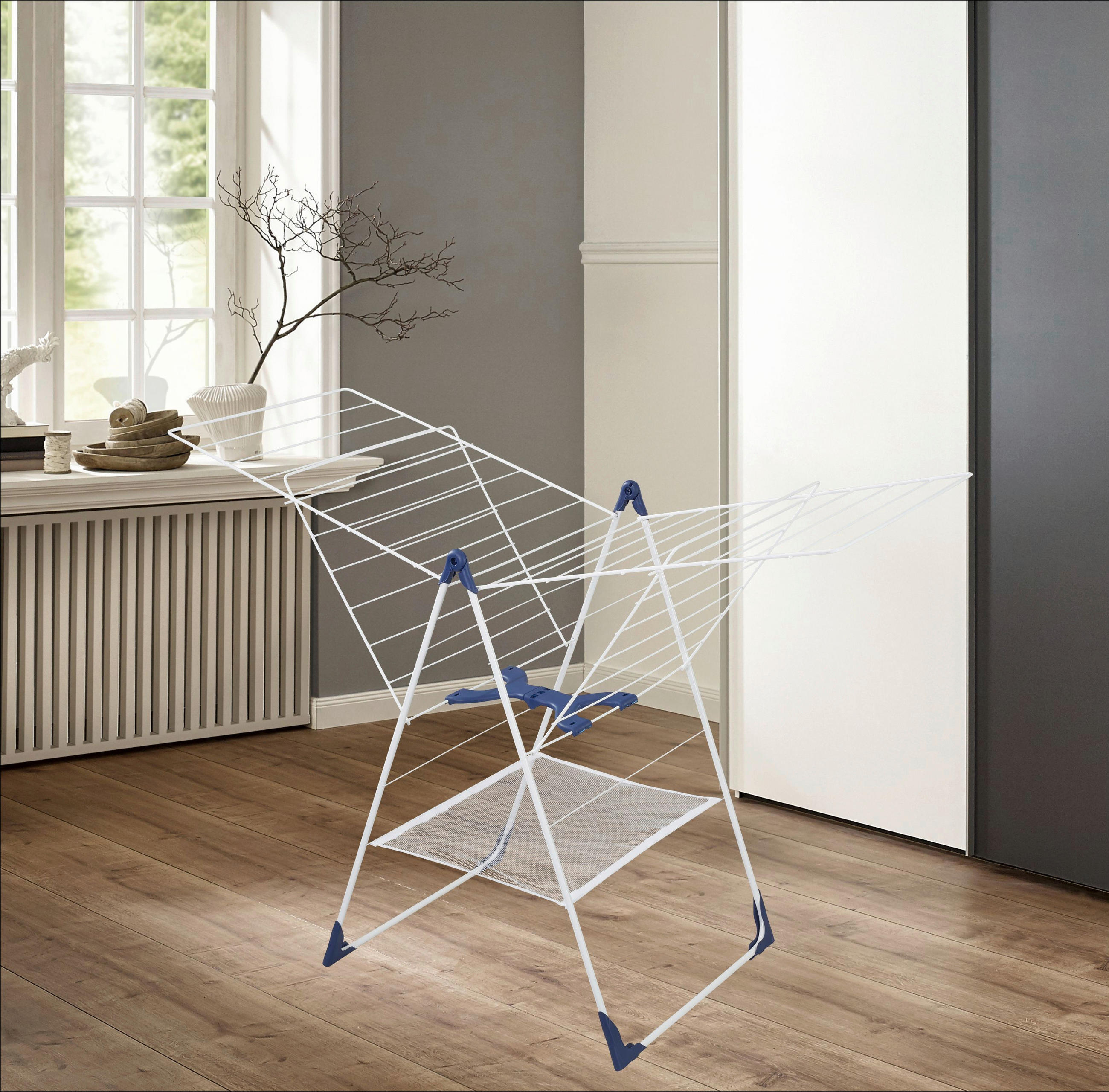 STANDTROCKNER Classic 250 Flex 151/61/94 cm  - Blau/Weiß, Basics, Kunststoff/Metall (151/61/94cm) - Leifheit
