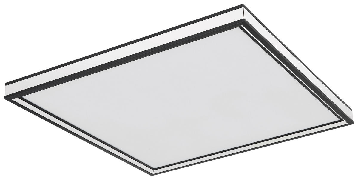 STROPNÉ LED SVIETIDLO, 45/45/8 cm - čierna/opálová, Basics, kov/plast (45/45/8cm)