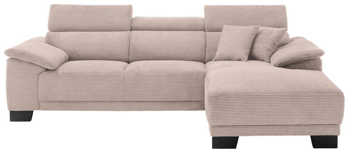 ECKSOFA in Cord Taupe  - Taupe/Schwarz, Design, Holz/Textil (270/174cm) - Pure Home Lifestyle