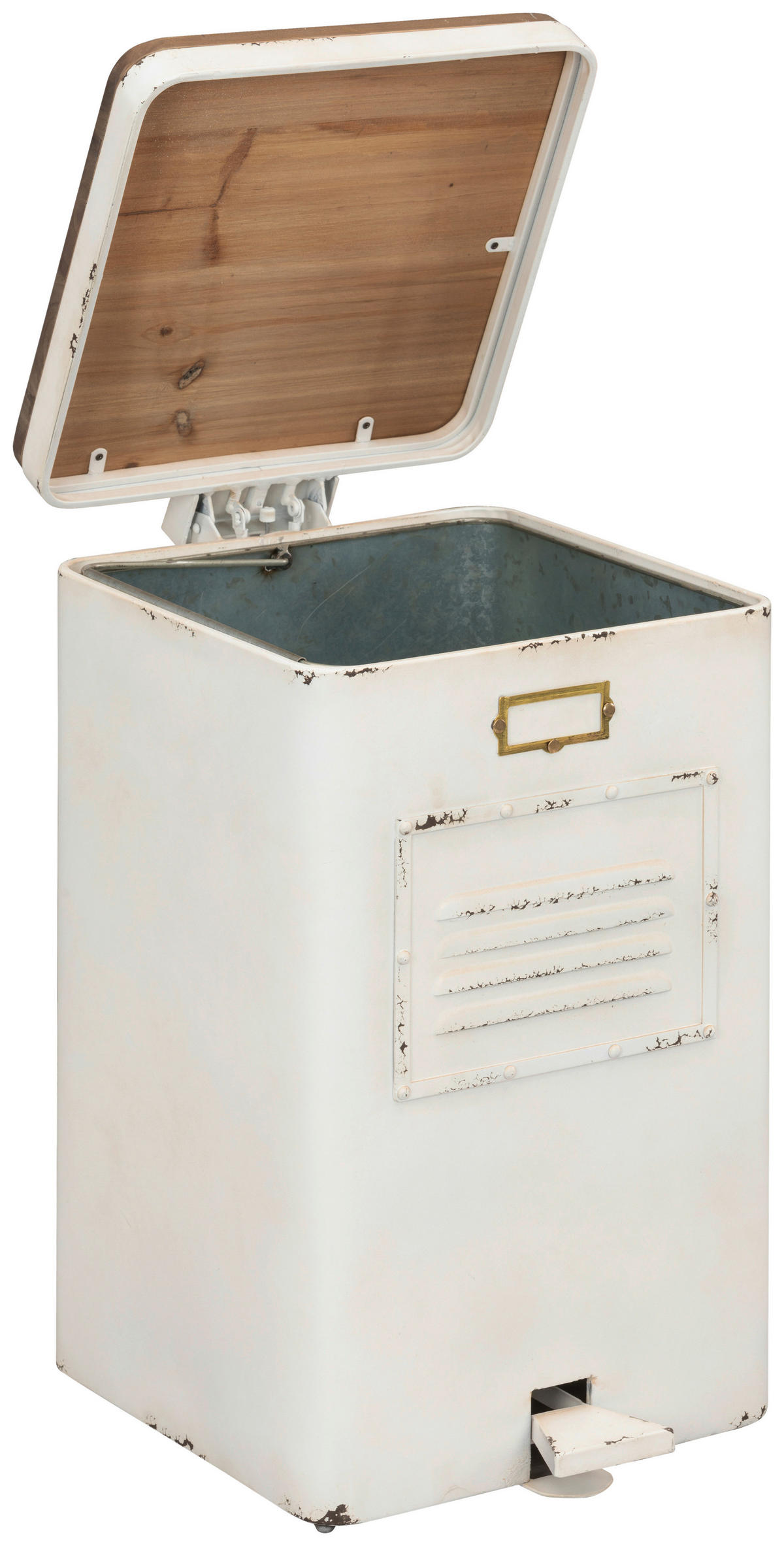 ABFALLEIMER 51.2 l  Holz, Metall  - Naturfarben/Weiß, KONVENTIONELL, Holz/Metall (35/63/45.5cm) - Livetastic