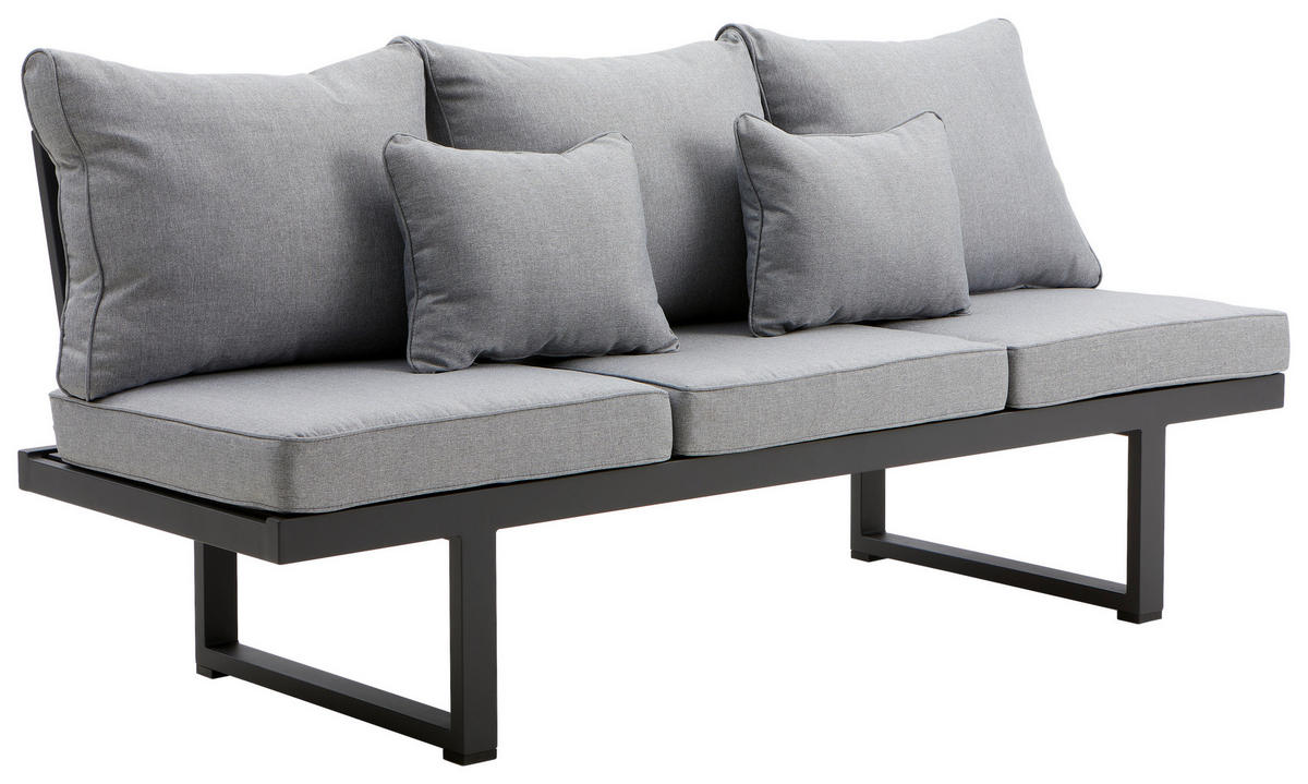 GARTENBANK 202/82/70 cm  Aluminium  - Anthrazit/Hellgrau, MODERN, Textil/Metall (202/82/70cm) - Ambia Garden