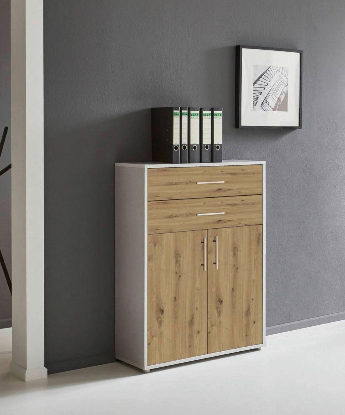 AKTENSCHRANK 84,4/113,6/33 cm  - Hellgrau/Eiche Artisan, LIFESTYLE, Holzwerkstoff (84,4/113,6/33cm) - MID.YOU
