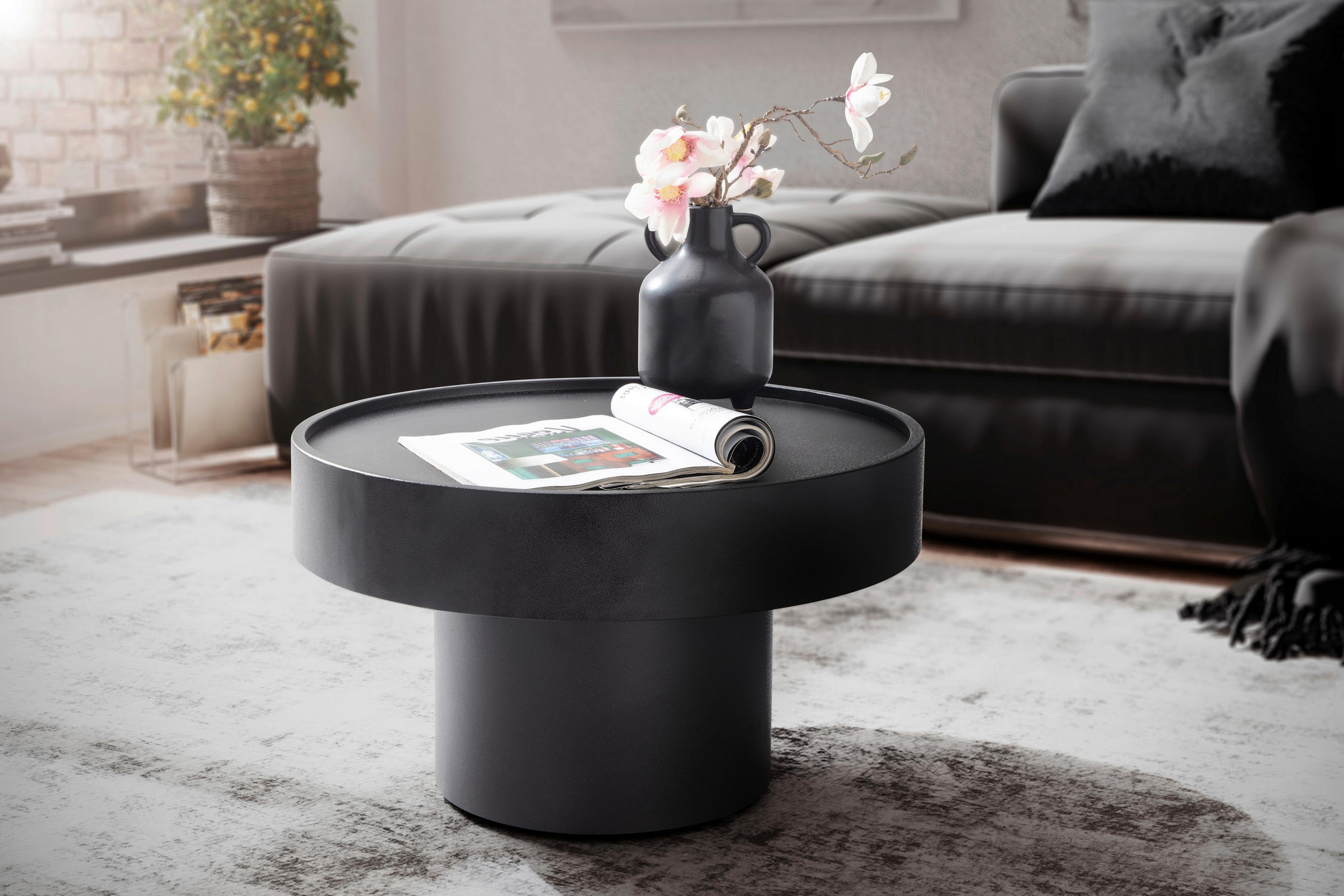 COUCHTISCH 60/60/36 cm rund Schwarz - Schwarz, Design, Metall (60/60/36cm) - MID.YOU