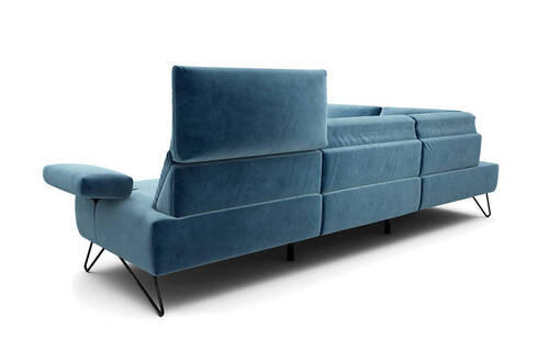 ECKSOFA Cosy Blau Samt  - Blau/Schwarz, Design, Textil/Metall (213/288-303cm) - SENSOO