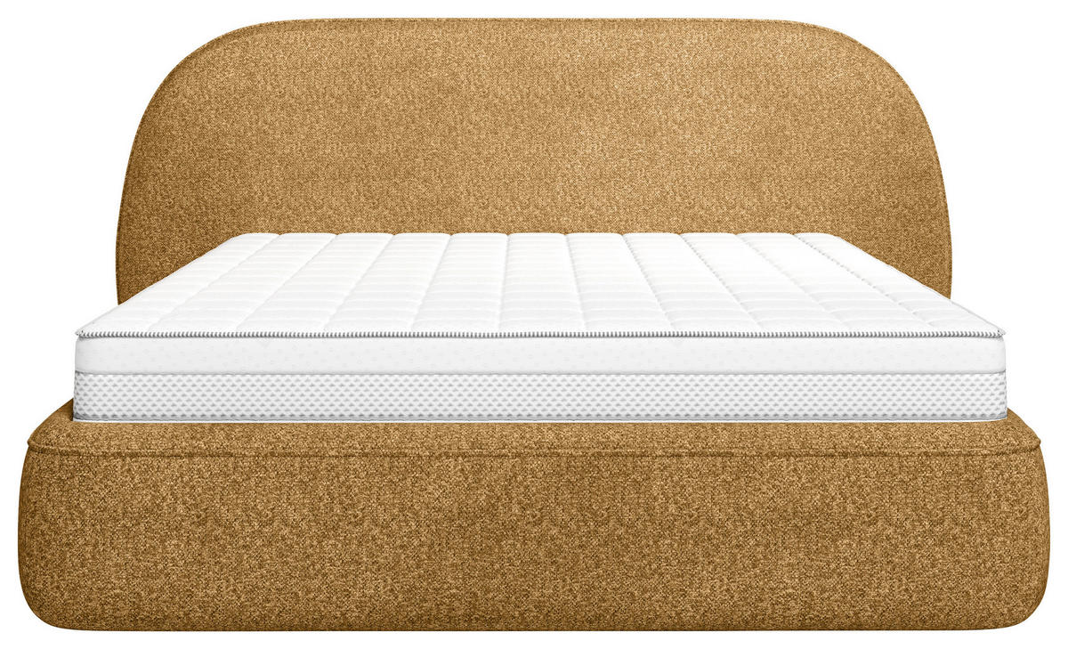 STOPPAD SÄNG ,140/200 cm  i honung  - honung/svart, Modern, metall/trämaterial (140/200cm) - MID.YOU