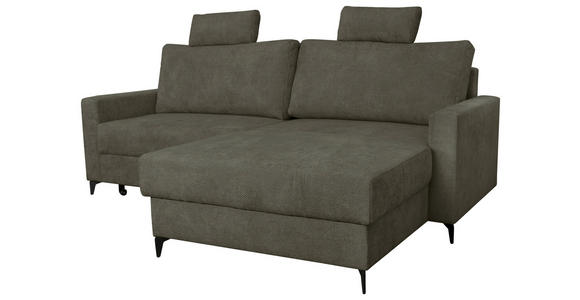 ECKSOFA Olivgrün Struktur  - Schwarz/Olivgrün, KONVENTIONELL, Textil/Metall (230/164cm) - Carryhome