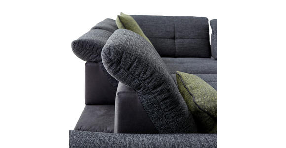 ECKSOFA  in Chenille, Mikrofaser Schwarz, Dunkelgrau  313/242 cm  - Chromfarben/Dunkelgrau, Design, Textil (313/242cm) - Xora