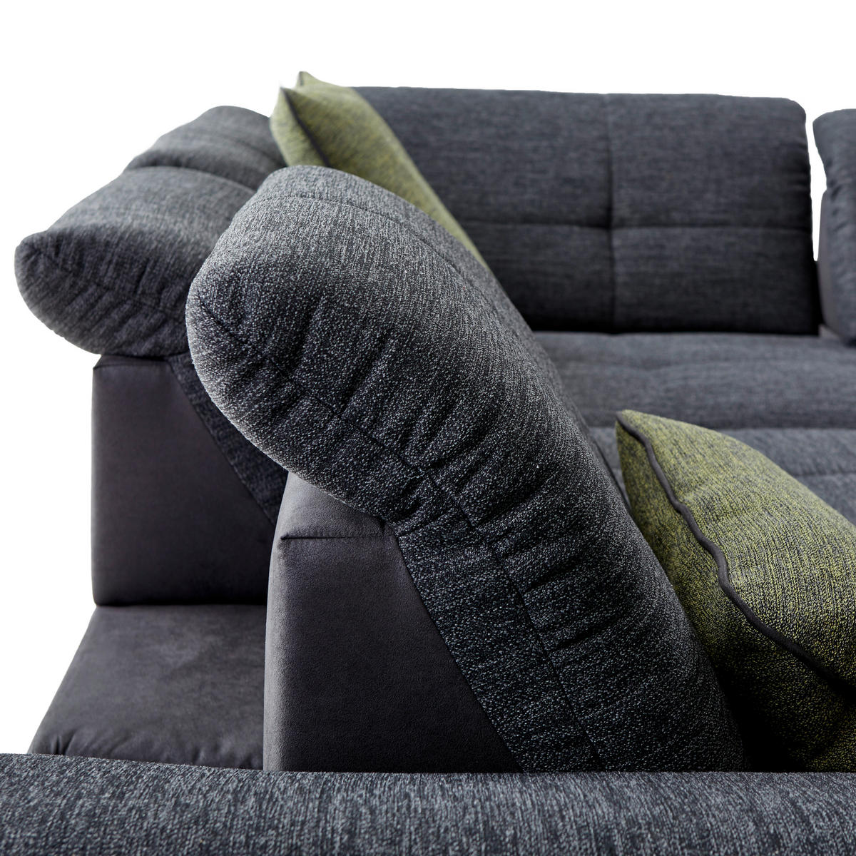 ECKSOFA Schwarz, Dunkelgrau Chenille, Mikrofaser  - Chromfarben/Dunkelgrau, Design, Textil (242/313cm) - Xora