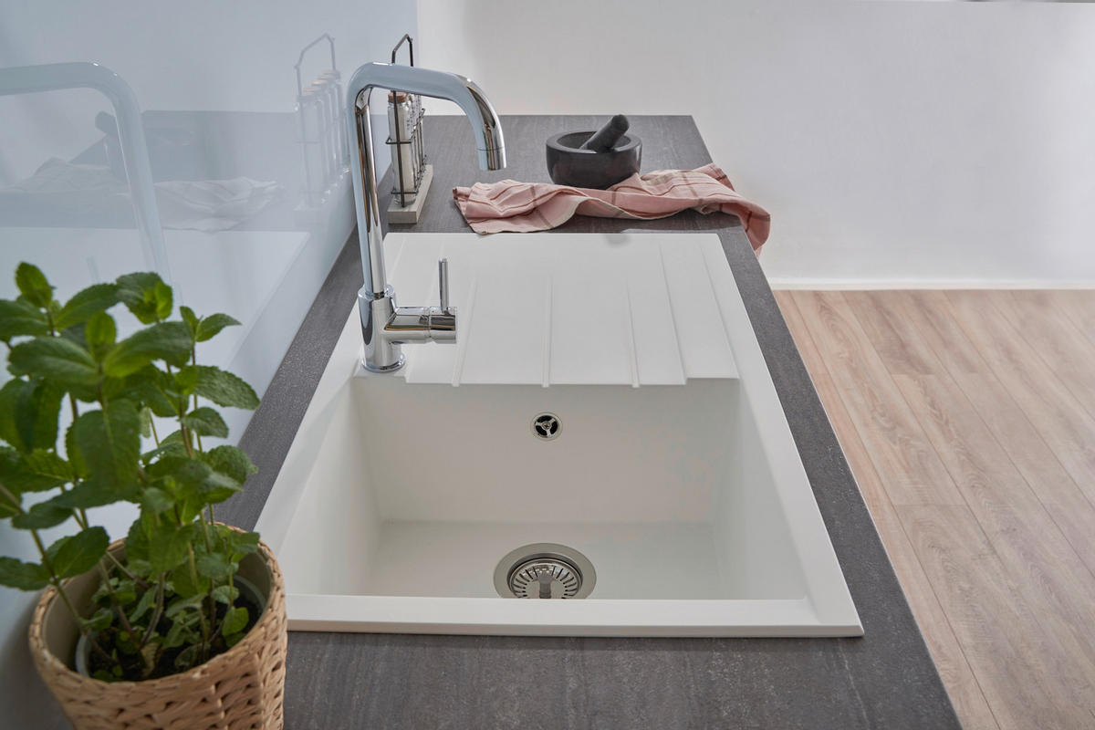 SPÜLE 1712HOUSTON80X50W  - Weiß, Trend, Glas/Kunststoff (80/21/50cm) - Respekta