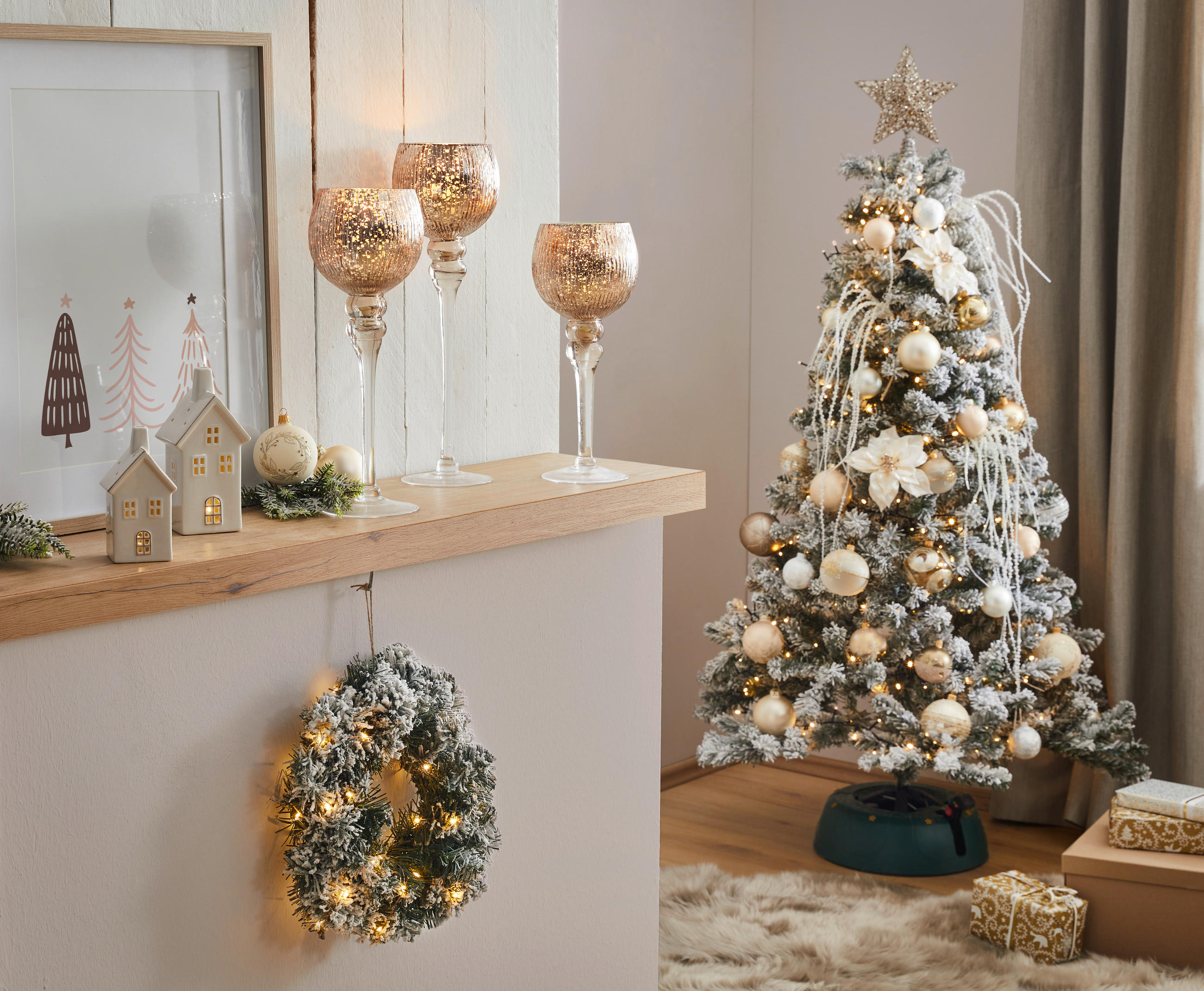 KUNSTBLUME  - Champagner, Basics (104cm) - X-Mas