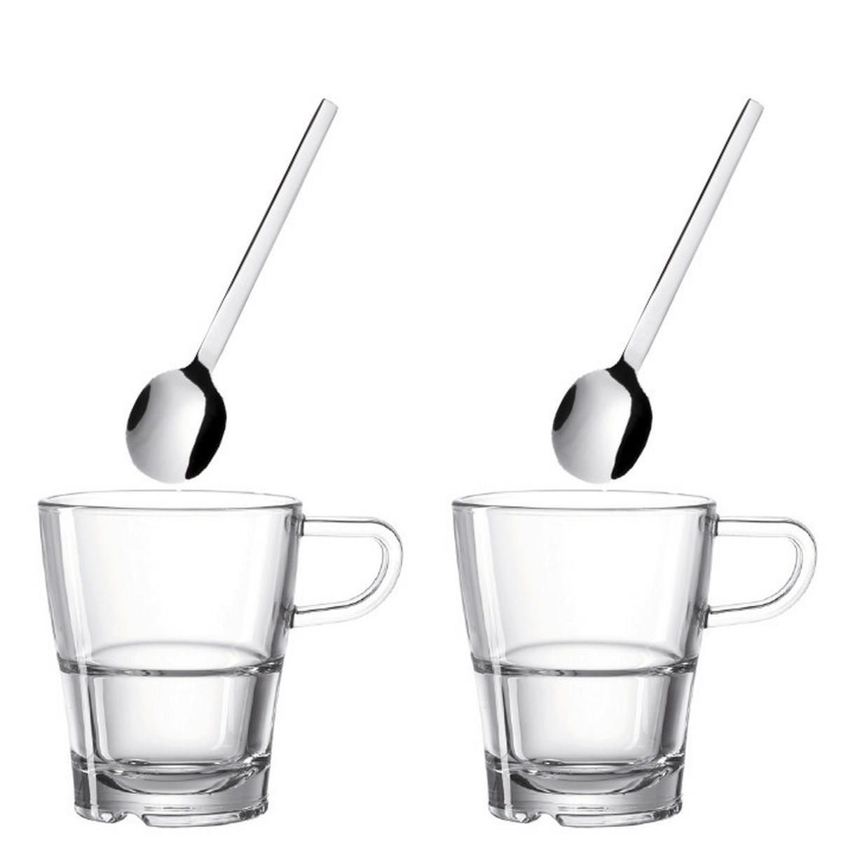SADA ŠÁLOK  - priehľadné/farba ušľachtilej ocele, Basics, kov/sklo (17,30/12,60cm) - Leonardo