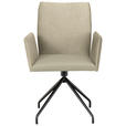 ARMLEHNSTUHL  , Stoffauswahl, Typenauswahl, Sitzfläche 360° drehbar  , Mikrofaser  ,  - Creme/Schwarz, Design, Textil/Metall (60/91/60cm) - Moderano