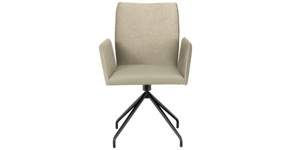 ARMLEHNSTUHL  , Stoffauswahl, Typenauswahl, Sitzfläche 360° drehbar  , Mikrofaser  ,  - Creme/Schwarz, Design, Textil/Metall (60/91/60cm) - Moderano