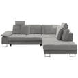 ECKSOFA in Flachgewebe Beige  - Chromfarben/Beige, Design, Textil/Metall (296/229cm) - Novel