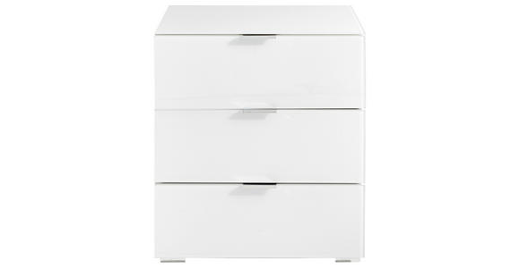 NACHTSCHRANK 50/56/42 cm  - Chromfarben/Weiß, Design, Glas/Holzwerkstoff (50/56/42cm) - Novel