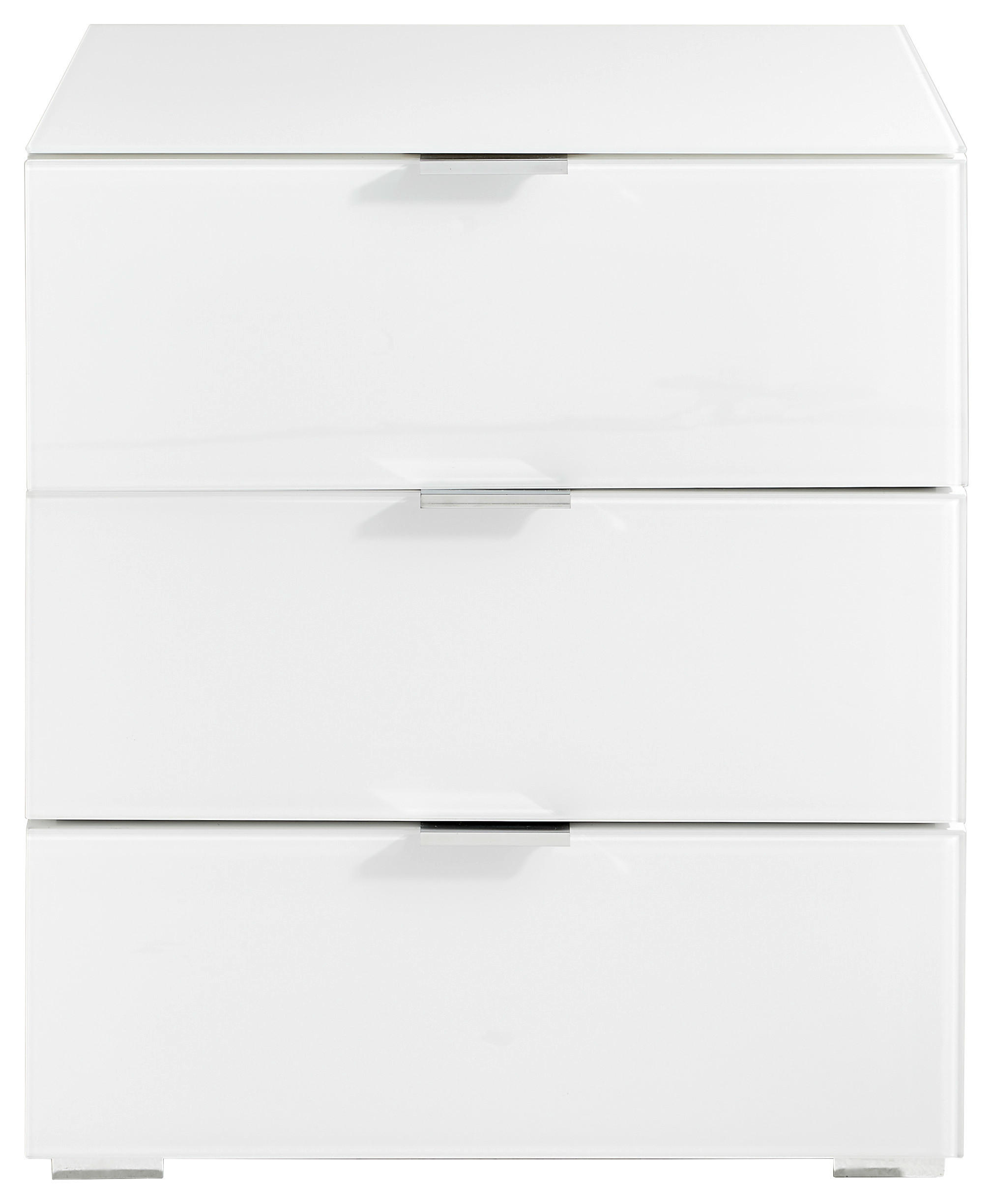 NACHTSCHRANK 50/56/42 cm  - Chromfarben/Weiß, Design, Glas/Holzwerkstoff (50/56/42cm) - Novel