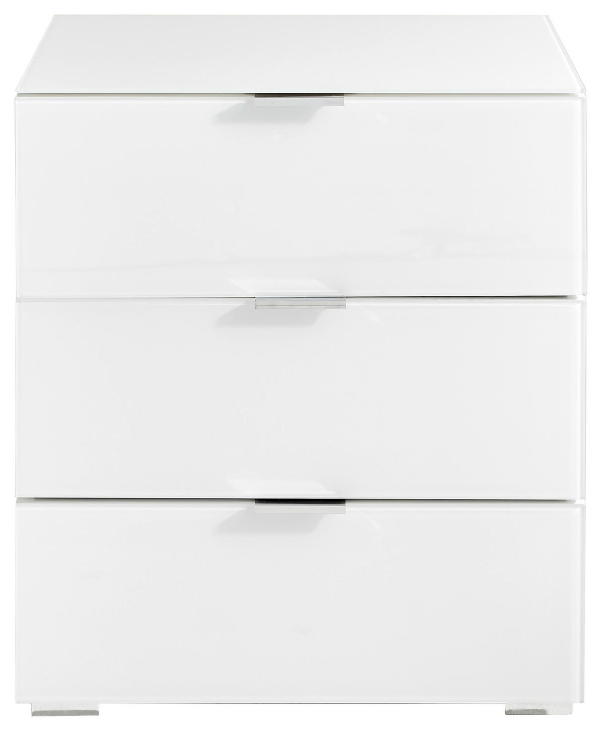 NACHTSCHRANK 50/56/42 cm  - Chromfarben/Weiß, Design, Glas/Holzwerkstoff (50/56/42cm) - Novel