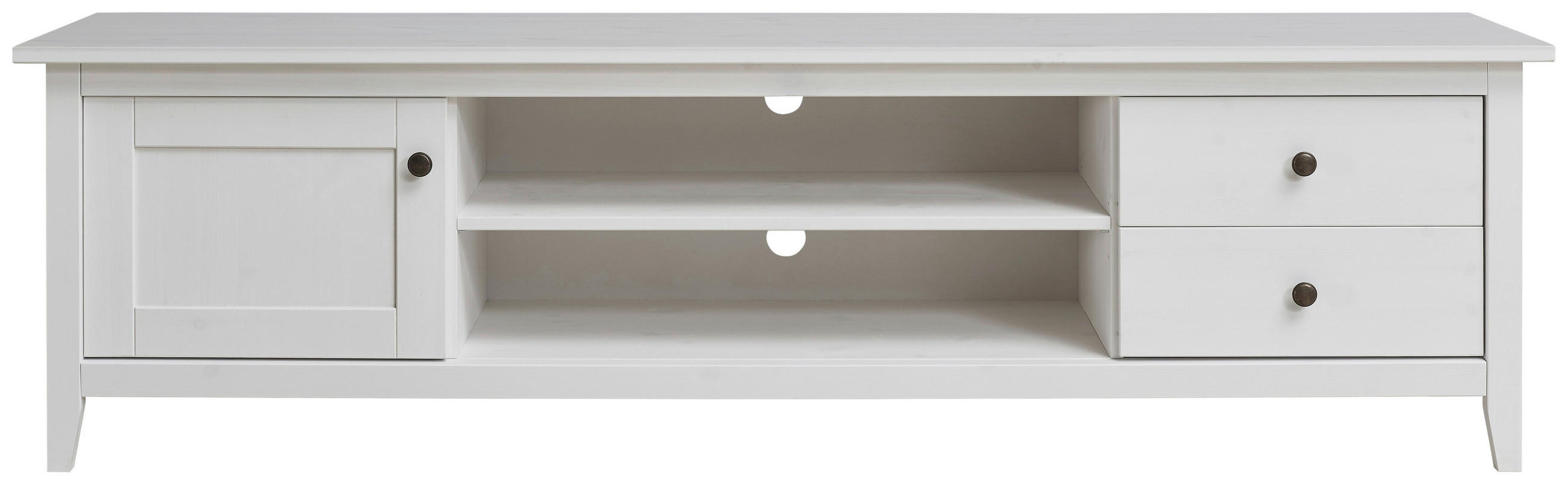 LOWBOARD  180/51/40 cm 2 Schublade(n) stehend  - Weiss/Anthrazit, Natur, Holz/Metall (180/51/40cm) - Linea Natura