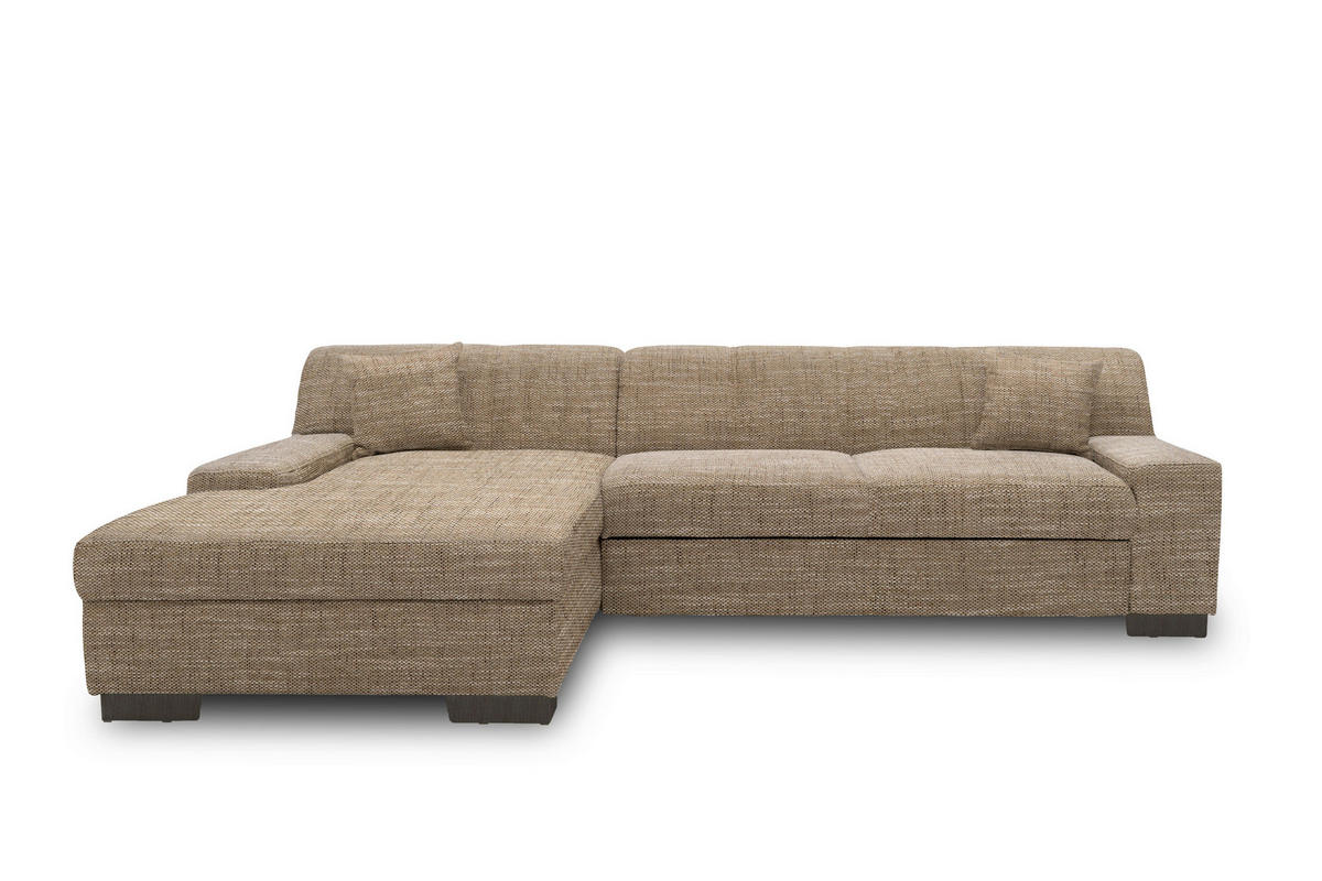 ECKSOFA  in Webstoff Braun, Beige  153/268 cm  - Wengefarben/Beige, Design, Holz/Textil (153/268cm) - MID.YOU