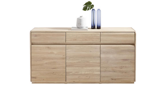 SIDEBOARD Eiche furniert, massiv Eichefarben - Eichefarben, Natur, Holz (179/91/41cm) - Linea Natura