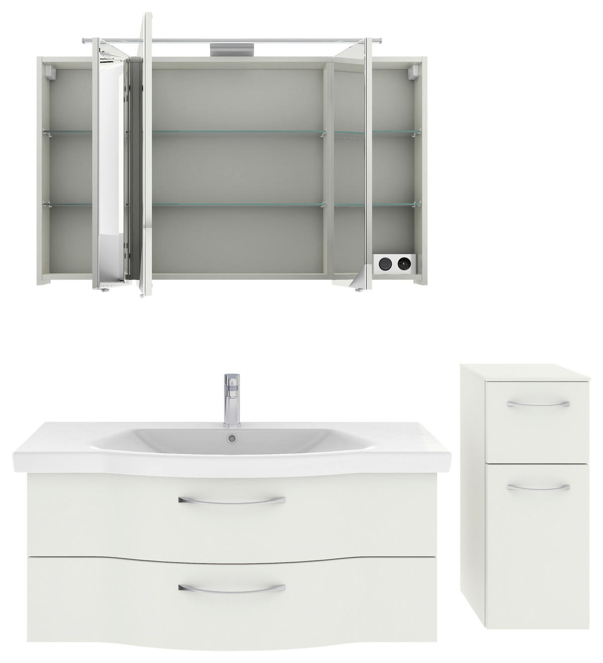 BADEZIMMER 4-teilig  in 152 cm  - Chromfarben/Weiß Hochglanz, KONVENTIONELL, Glas/Keramik (152cm) - Pelipal