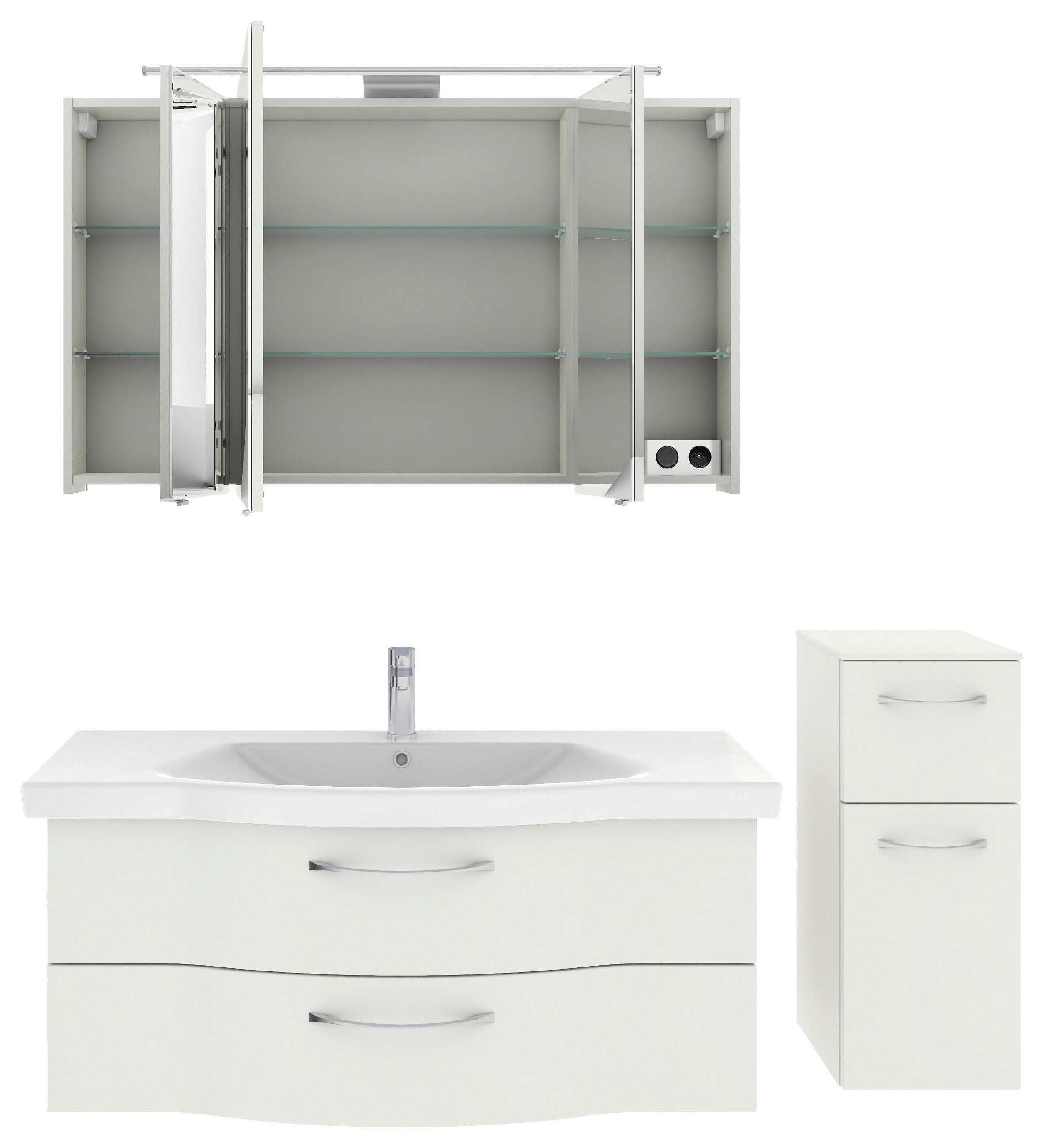 Thumbnail - Pelipal Badezimmer 6005, Weiß, Weiß Hochglanz, Metall, 4-teilig, 7 Fächer, insgesamt: 3,2 Schubladen, 152 cm, Made in Ge...