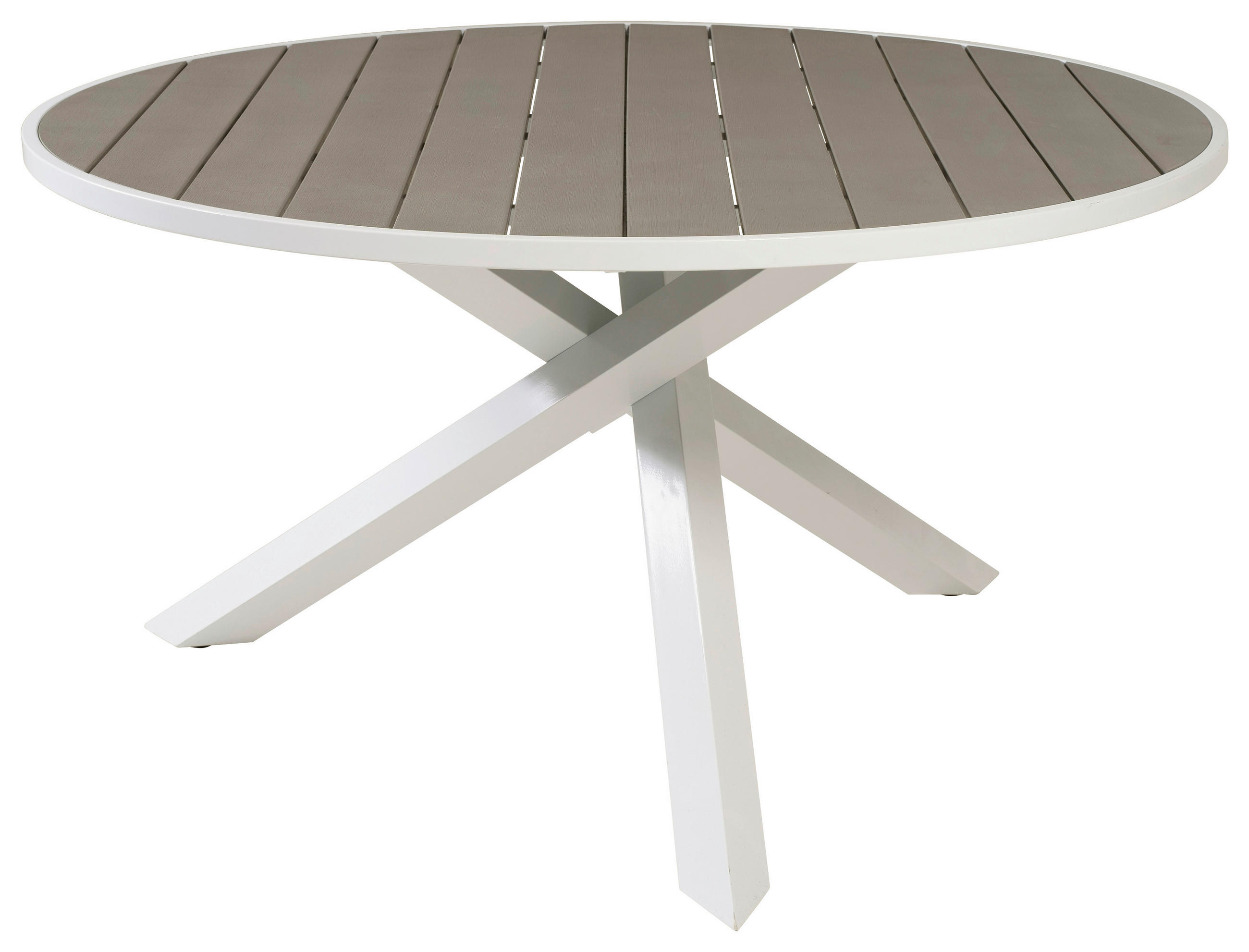 GARTENTISCH 140/140/73 cm Metall rund  - Weiß/Grau, KONVENTIONELL, Kunststoff/Metall (140/140/73cm) - Gardenson