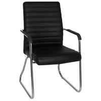 BESUCHERSTUHL  in Lederlook Schwarz  - Chromfarben/Schwarz, MODERN, Kunststoff/Textil (55/96/46cm) - MID.YOU