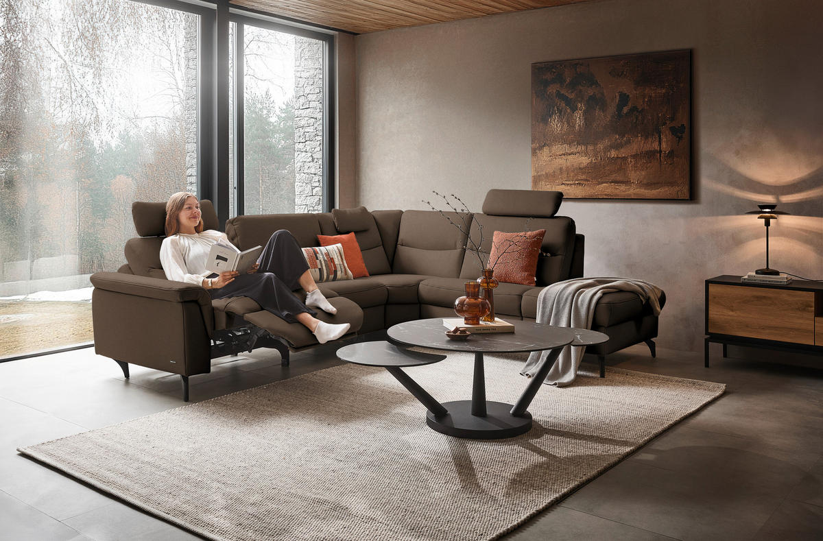 ECKSOFA  in Echtleder Braun  280/249 cm  - Anthrazit/Braun, Design, Leder/Metall (280/249cm) - Himolla Komfortklass