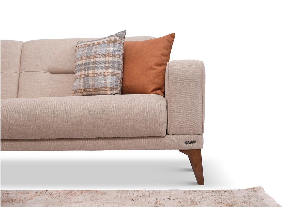 ECKSOFA Greige Leinenoptik  - Sandfarben/Greige, Design, Kunststoff/Textil (255/314cm) - Livetastic