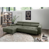 ECKSOFA Dunkelgrün Chenille  - Dunkelgrün/Schwarz, KONVENTIONELL, Textil/Metall (188/276cm) - Livetastic