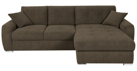 ECKSOFA in Mikrofaser Dunkelgrün 276/193 cm - Chromfarben/Dunkelgrün, MODERN, Kunststoff/Textil (276/193cm) - Hom`in