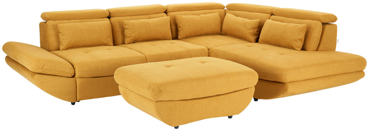 WOHNLANDSCHAFT Currygelb Mikrofaser  - Currygelb/Schwarz, MODERN, Kunststoff/Textil (311/233cm) - MID.YOU