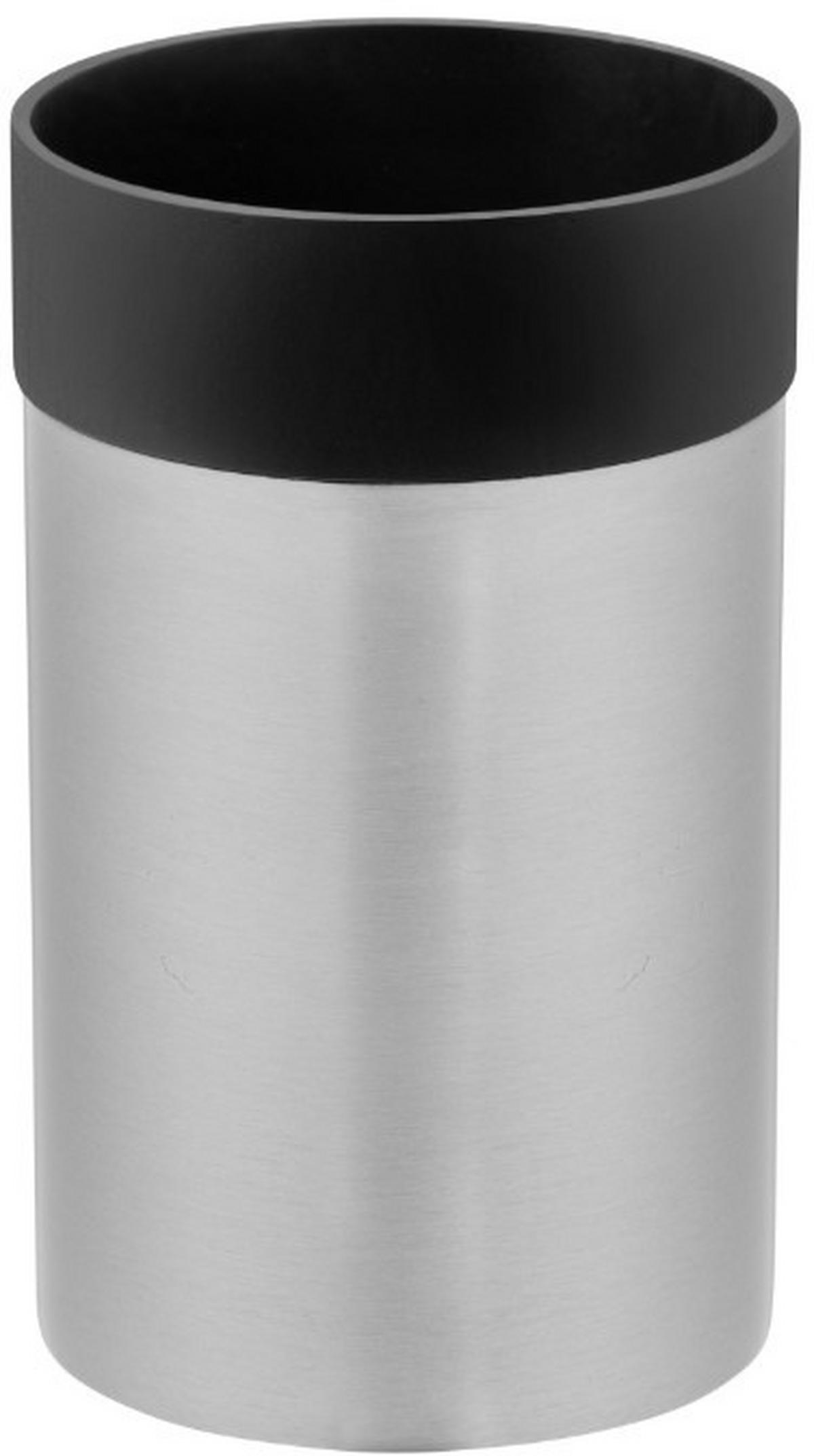 ZAHNPUTZBECHERHALTER PORTO MATT  - Edelstahlfarben/Schwarz, KONVENTIONELL, Kunststoff/Metall (6,5/11/10,5cm) - Wenko