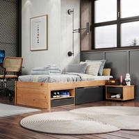 STAURAUMBETT 90/200 cm  Naturfarben, Schwarz   - Schwarz/Naturfarben, Modern, Holz/Holzwerkstoff (90/200cm) - MID.YOU