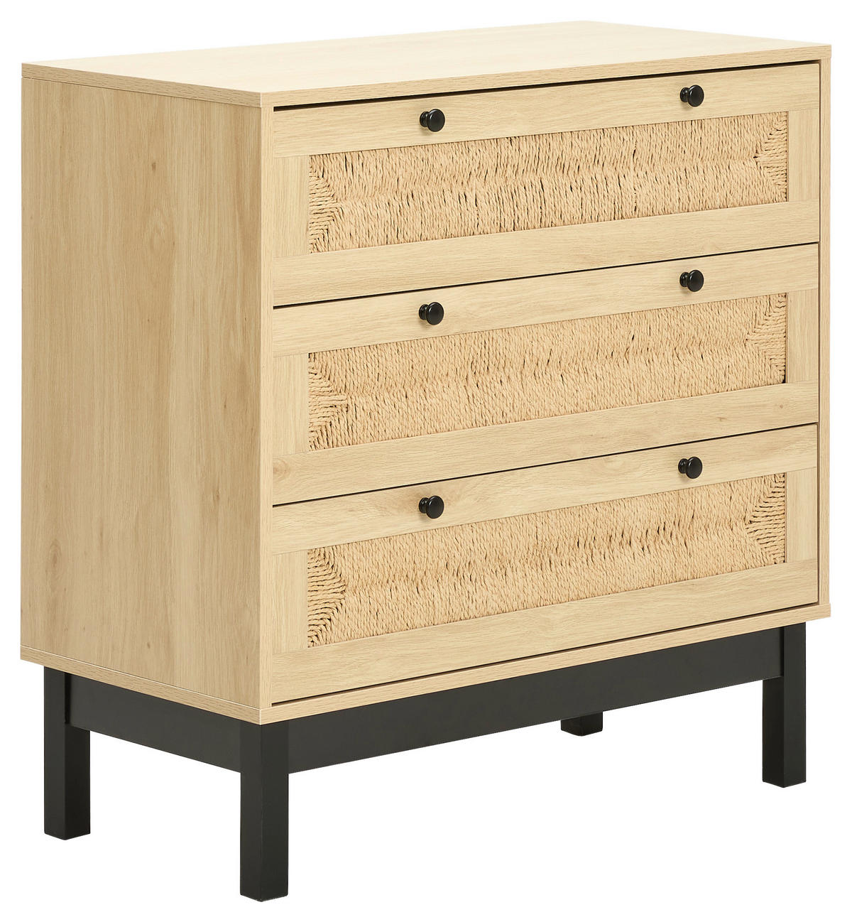 KOMMODE  in 80/80/39,5 cm  - Schwarz/Naturfarben, Natur, Holz/Papier (80/80/39,5cm) - MID.YOU